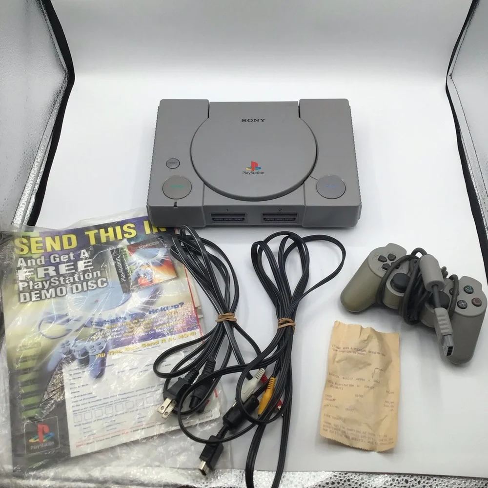 Sony PlayStation 1 PS1 dual shock complete console with box wires controller